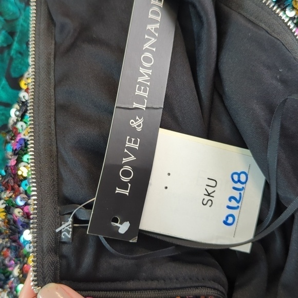 NEW Love and Lemonade Sequin One Shoulder Dress Black 2XL party nye holiday - Picture 5 of 6